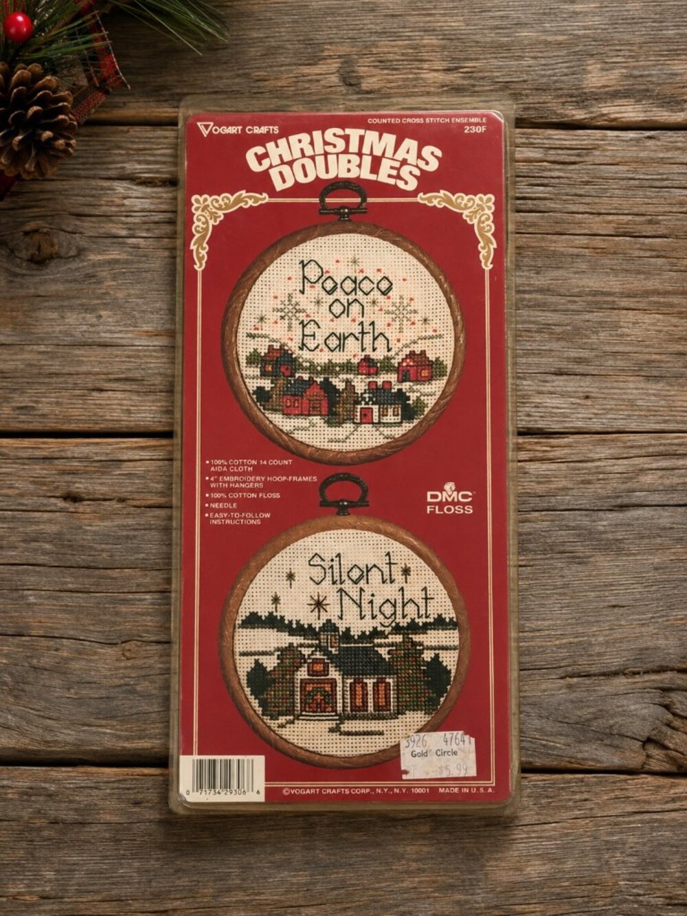Vintage Vogart Christmas Doubles 2930F Counted Cross Stitch Kit Peace Silent